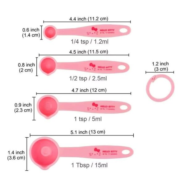 Sanrio Hello Kitty Measuring Spoons 4Pcs Set Pink NEW - Picture 4 of 4